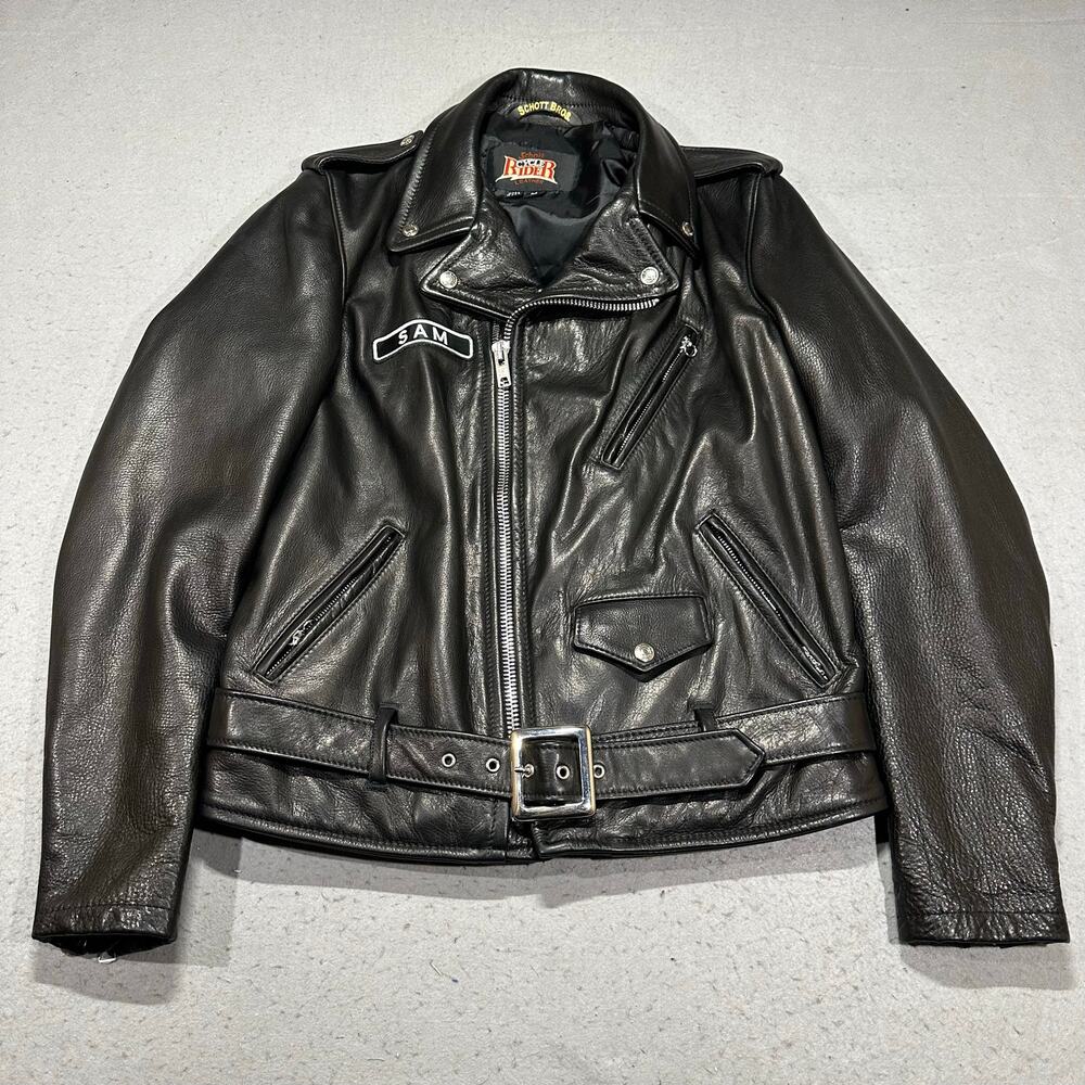Schott 519 Riding Jacket Pebbled Cowhide Men’s Medium Black Cycle Rider